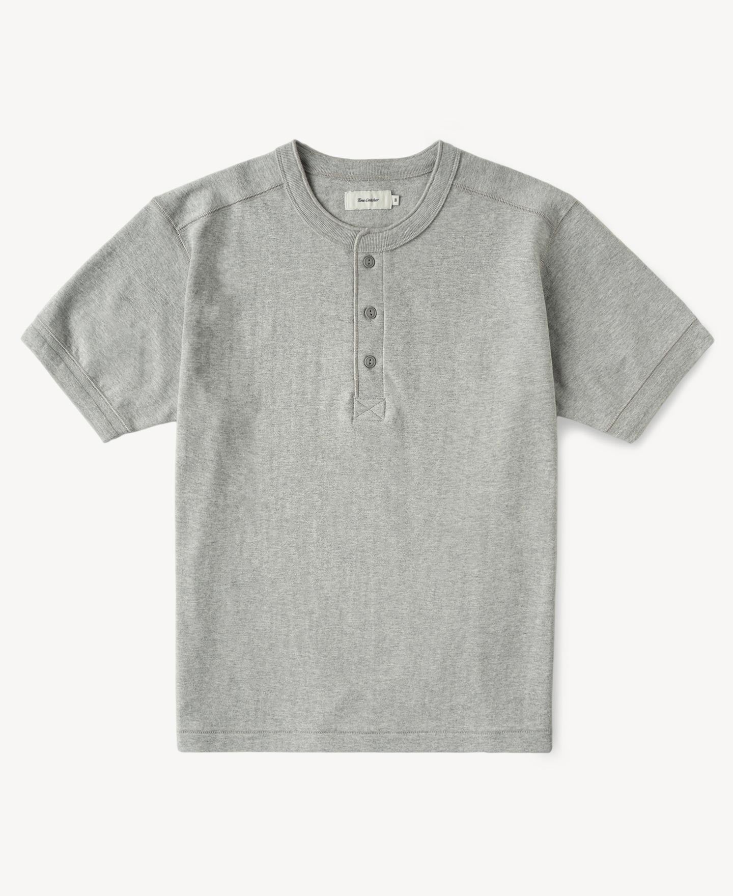 Heavyweight Cotton Tubular Short-Sleeve Henley Shirt