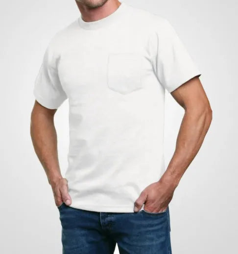Heavyweight 100% Cotton T-Shirts with Pocket - Made in USA