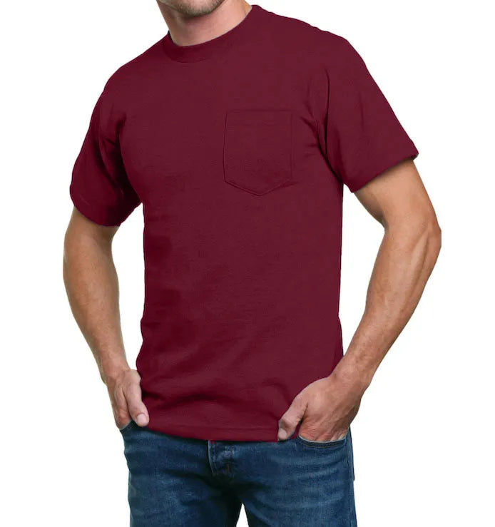 Heavyweight 100% Cotton T-Shirts with Pocket - Made in USA