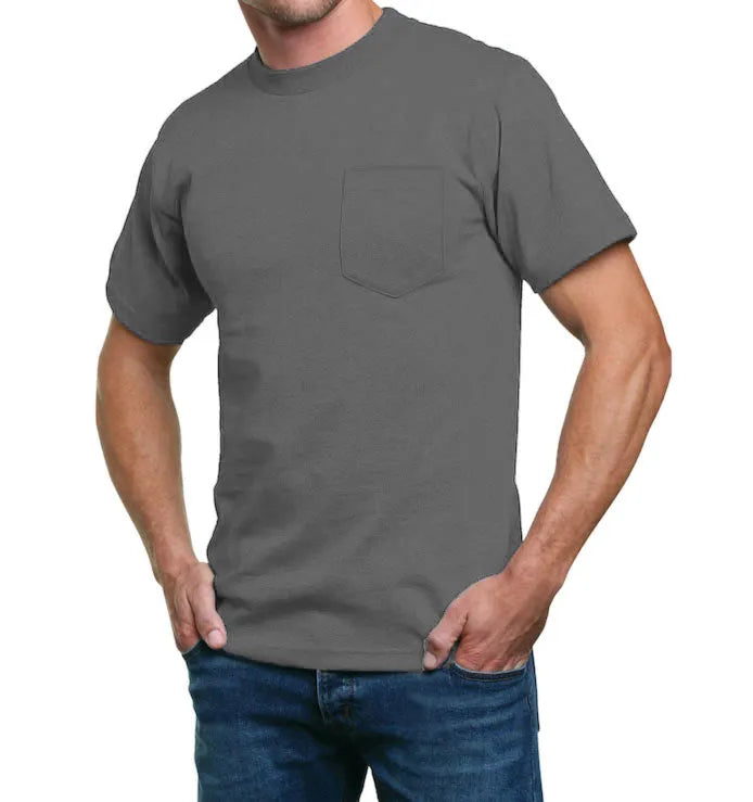 Heavyweight 100% Cotton T-Shirts with Pocket - Made in USA