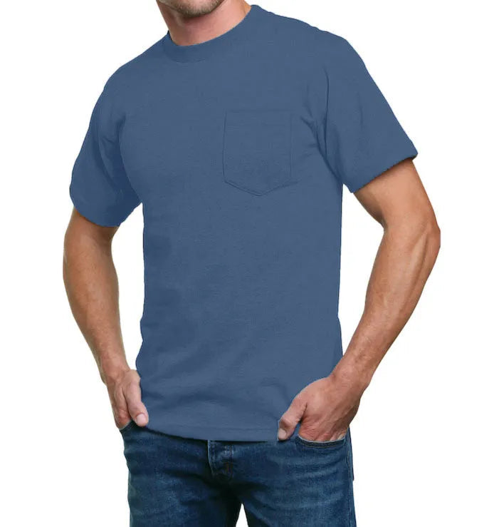 Heavyweight 100% Cotton T-Shirts with Pocket - Made in USA