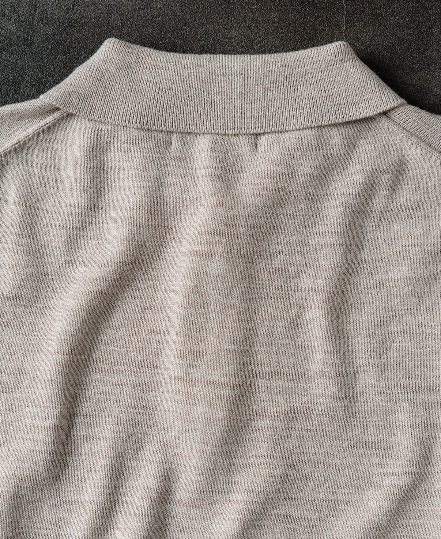 Slub Cotton Long Sleeve Knit Polo