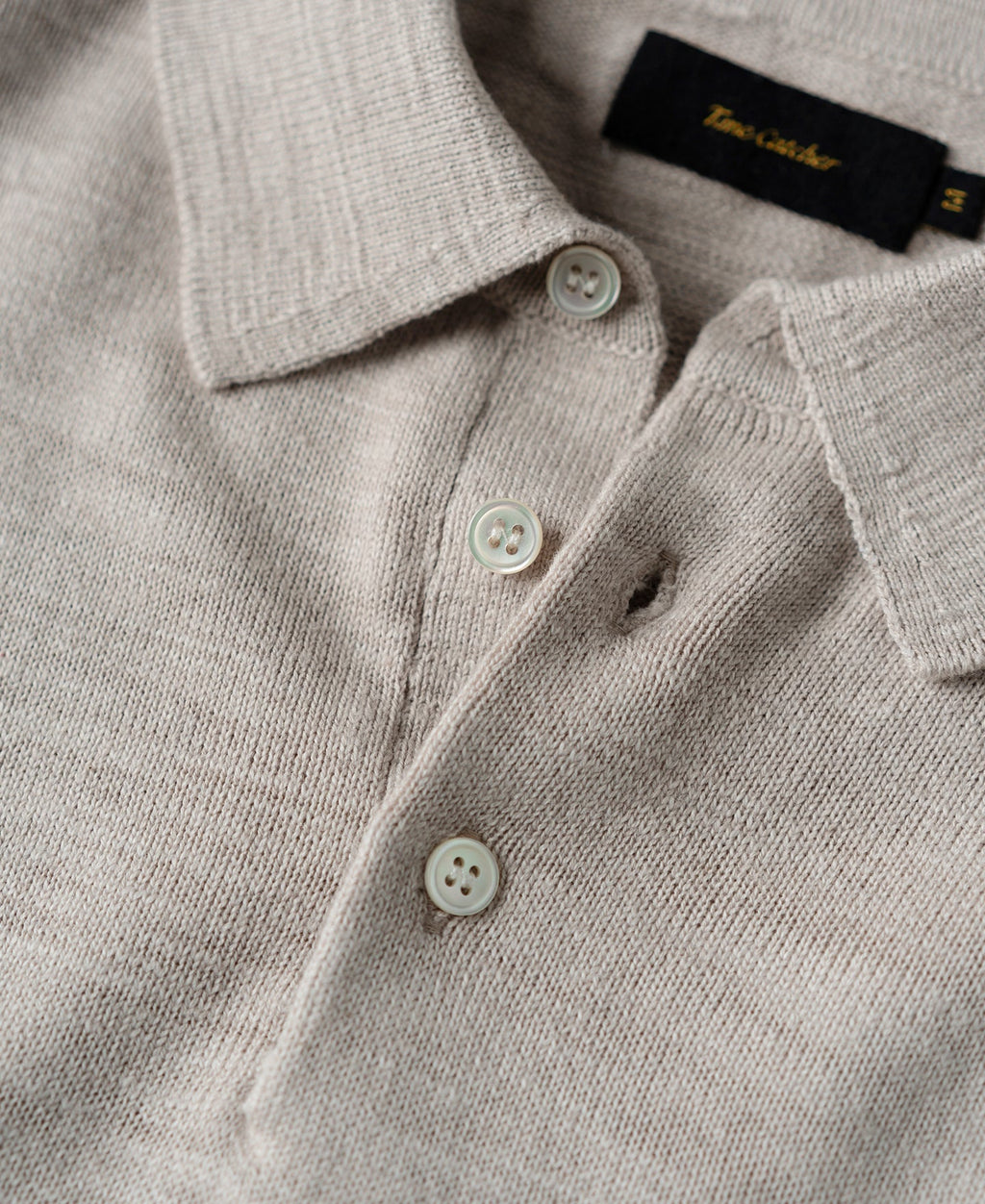 Slub Cotton Long Sleeve Knit Polo