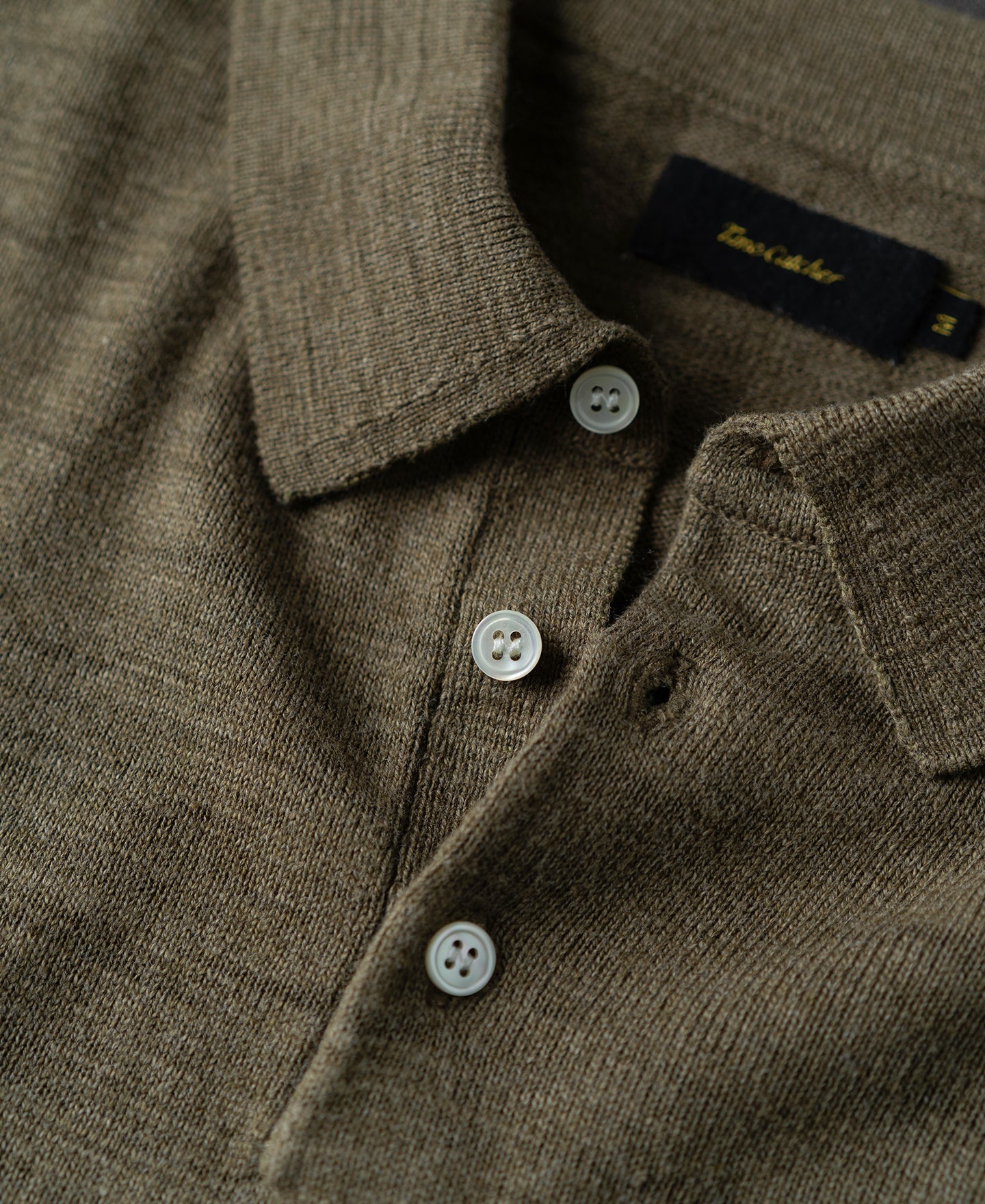 Slub Cotton Long Sleeve Knit Polo