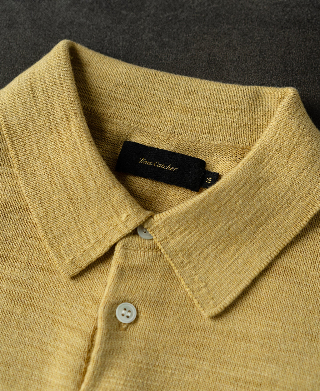Slub Cotton Long Sleeve Knit Polo