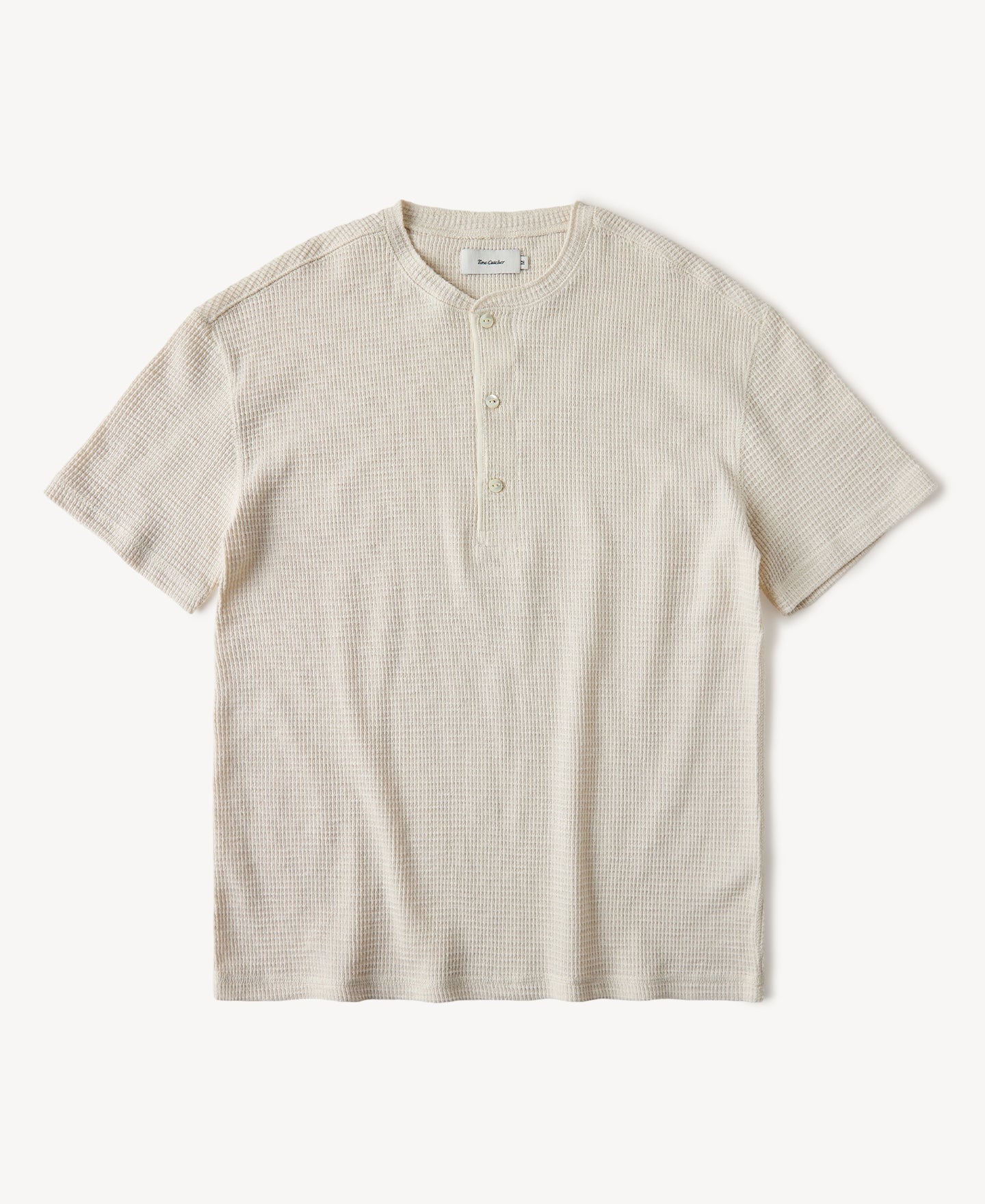 Honeycomb Waffle Knit Henley T-shirt