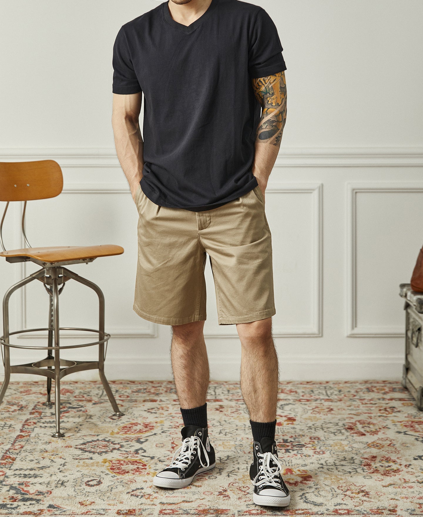 Classic Fit V-Neck Tubular Cotton T-Shirt