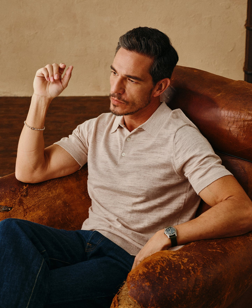 Lightweight Slub Cotton Knit Polo