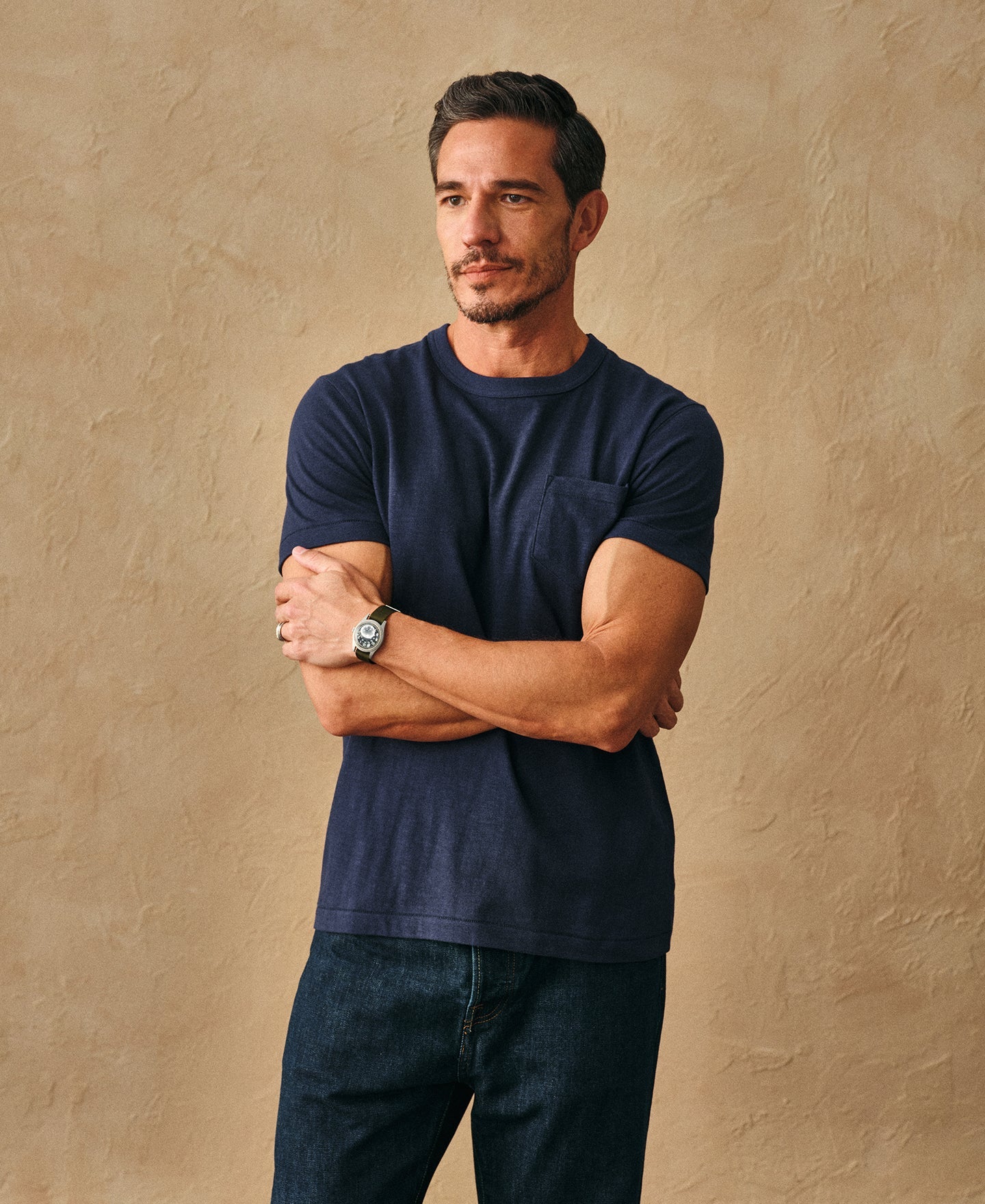 Classic Fit Loopwheel Slub Cotton Pocket T-Shirt