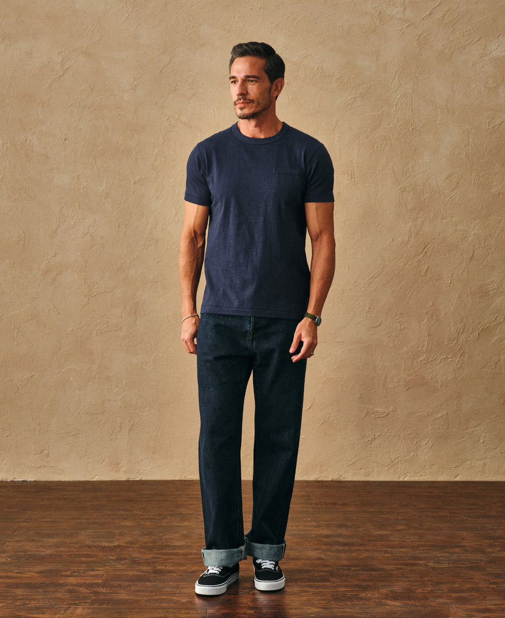 Classic Fit Loopwheel Slub Cotton Pocket T-Shirt