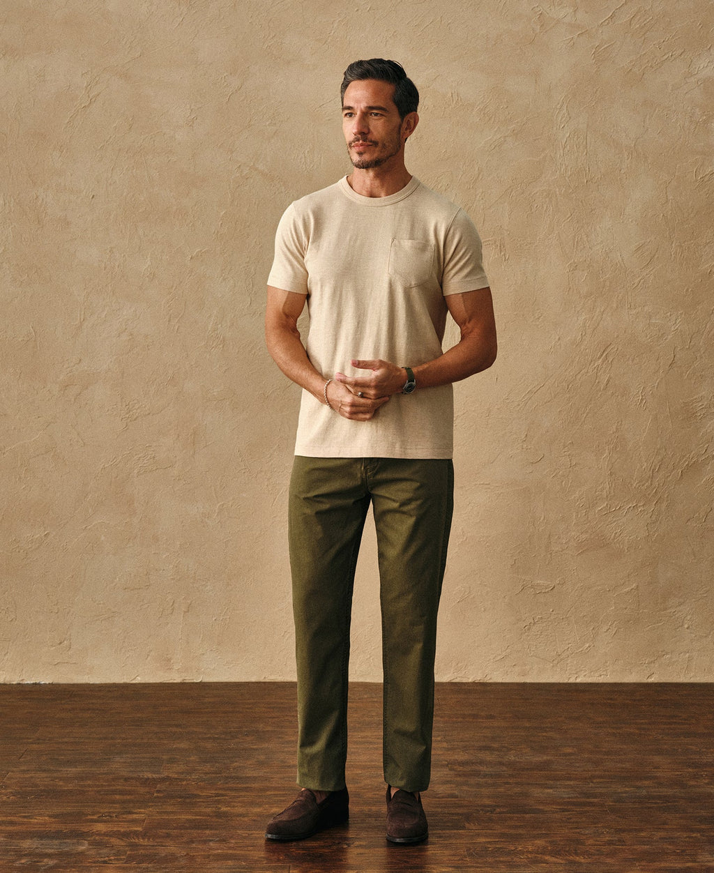 Classic Fit Loopwheel Slub Cotton Pocket T-Shirt