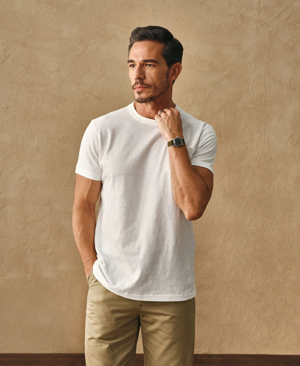 Classic Fit Loopwheel Slub Cotton Pocket T-Shirt
