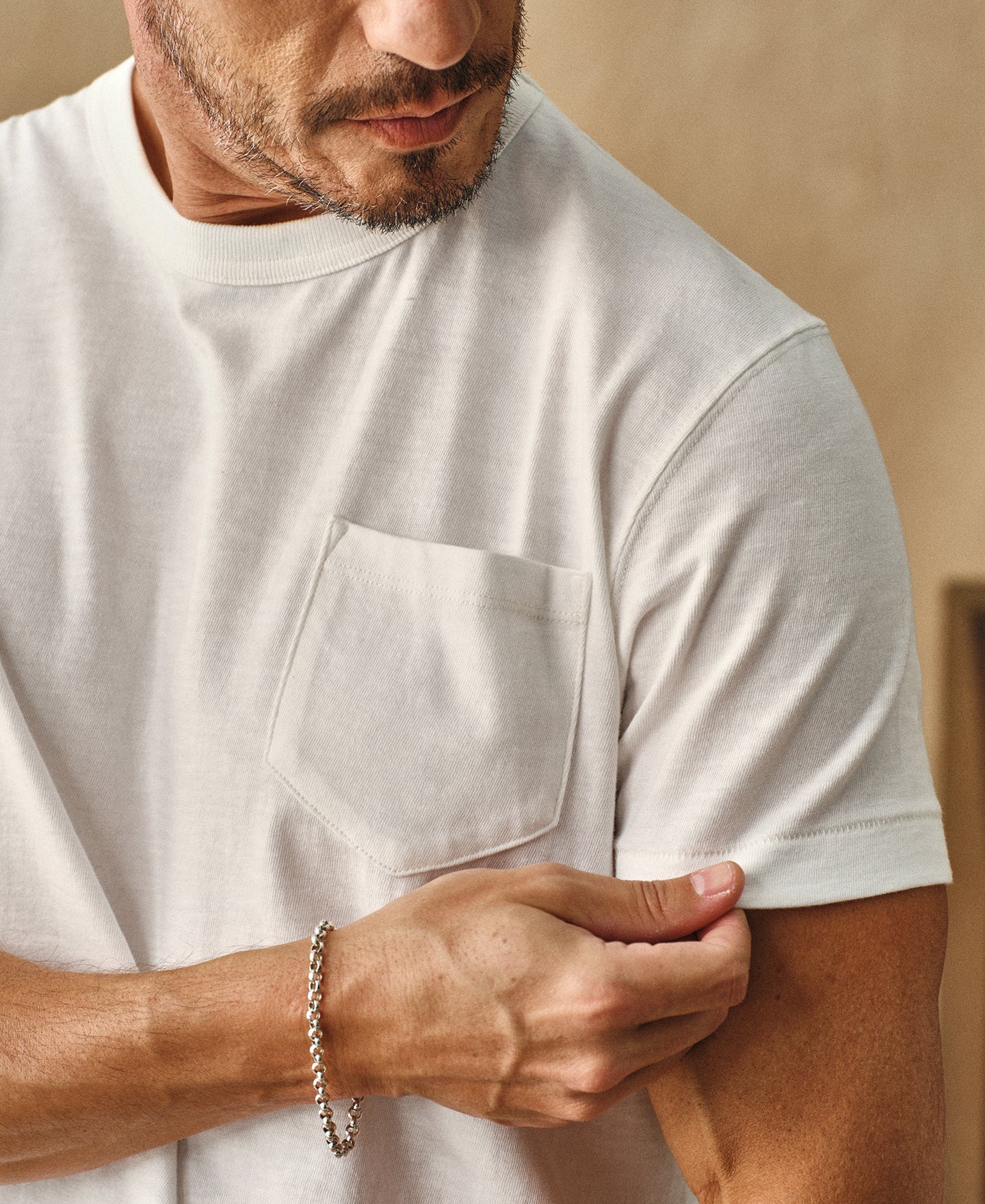 Classic Fit Loopwheel Slub Cotton Pocket T-Shirt