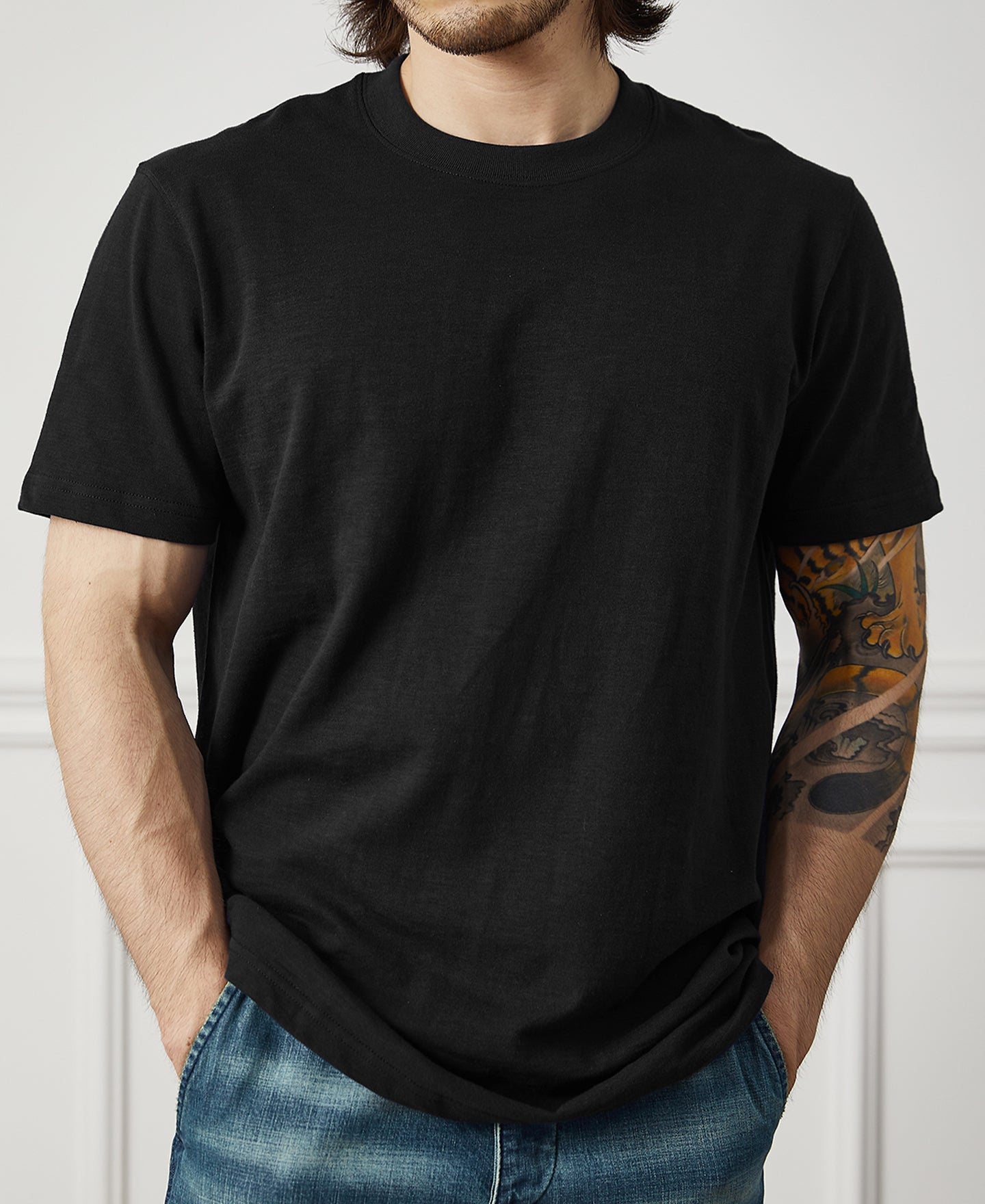 Classic Fit Loopwheel Slub Cotton T-Shirt