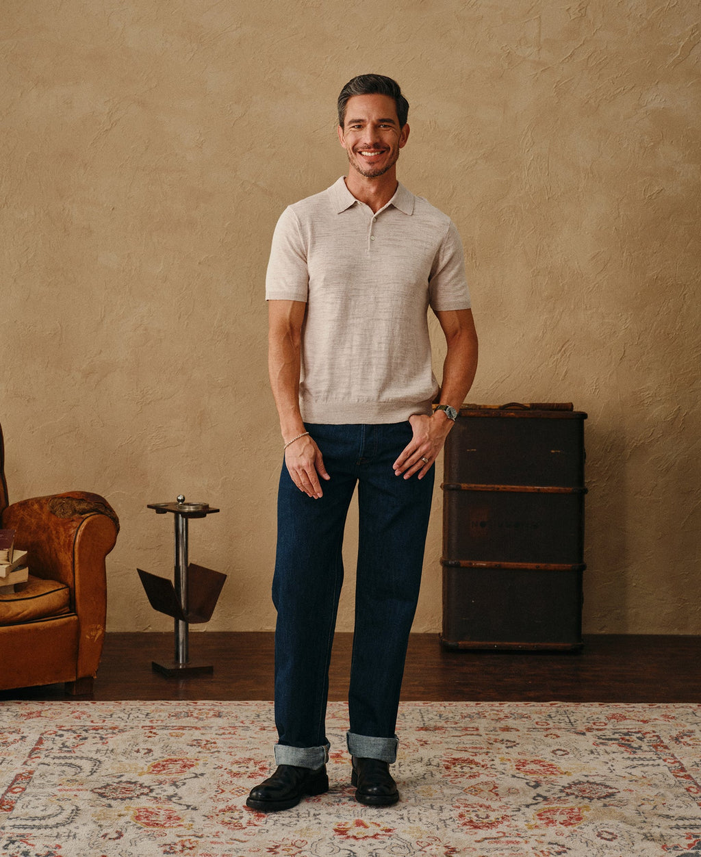 Lightweight Slub Cotton Knit Polo