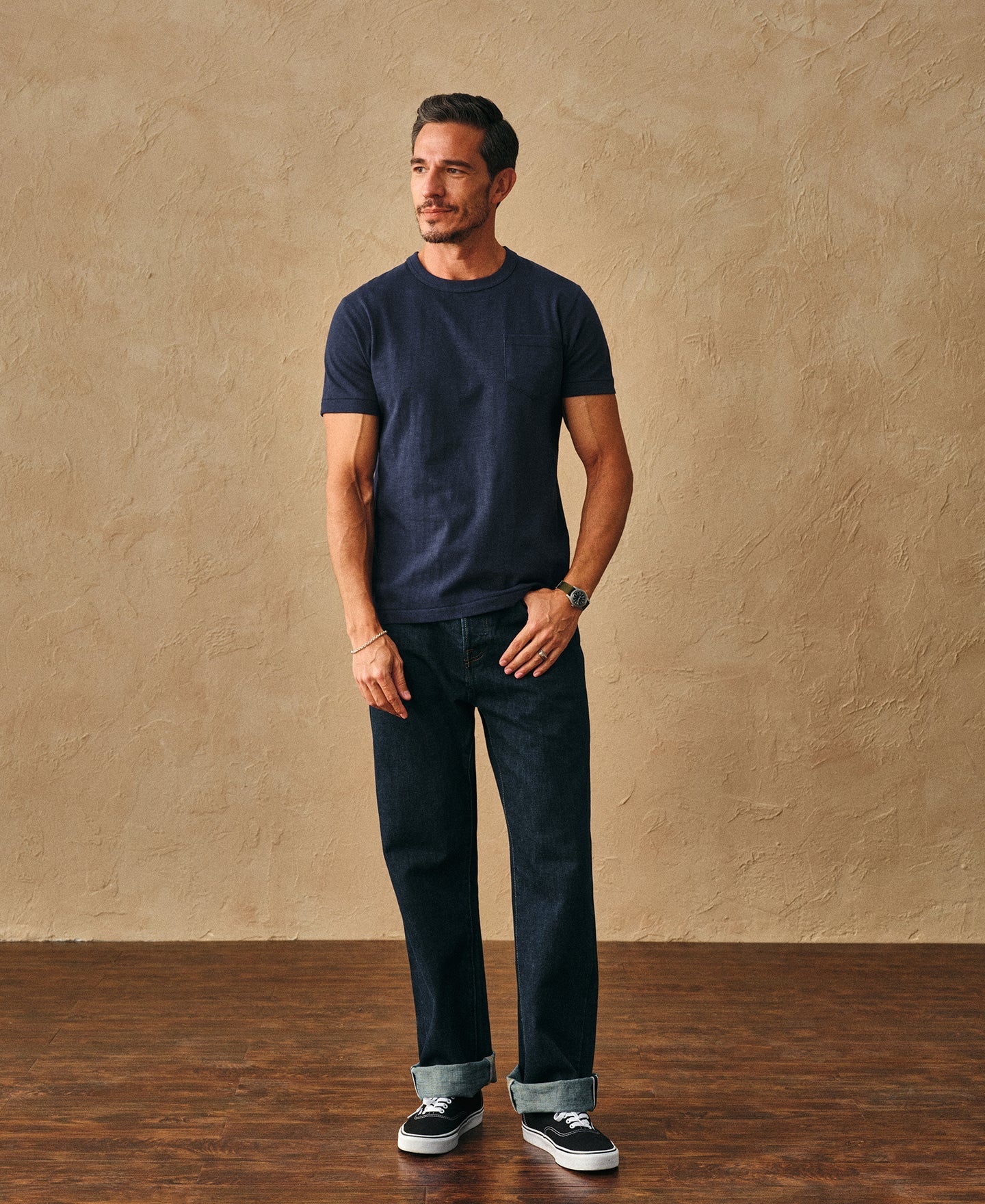 Classic Fit Loopwheel Slub Cotton Pocket T-Shirt