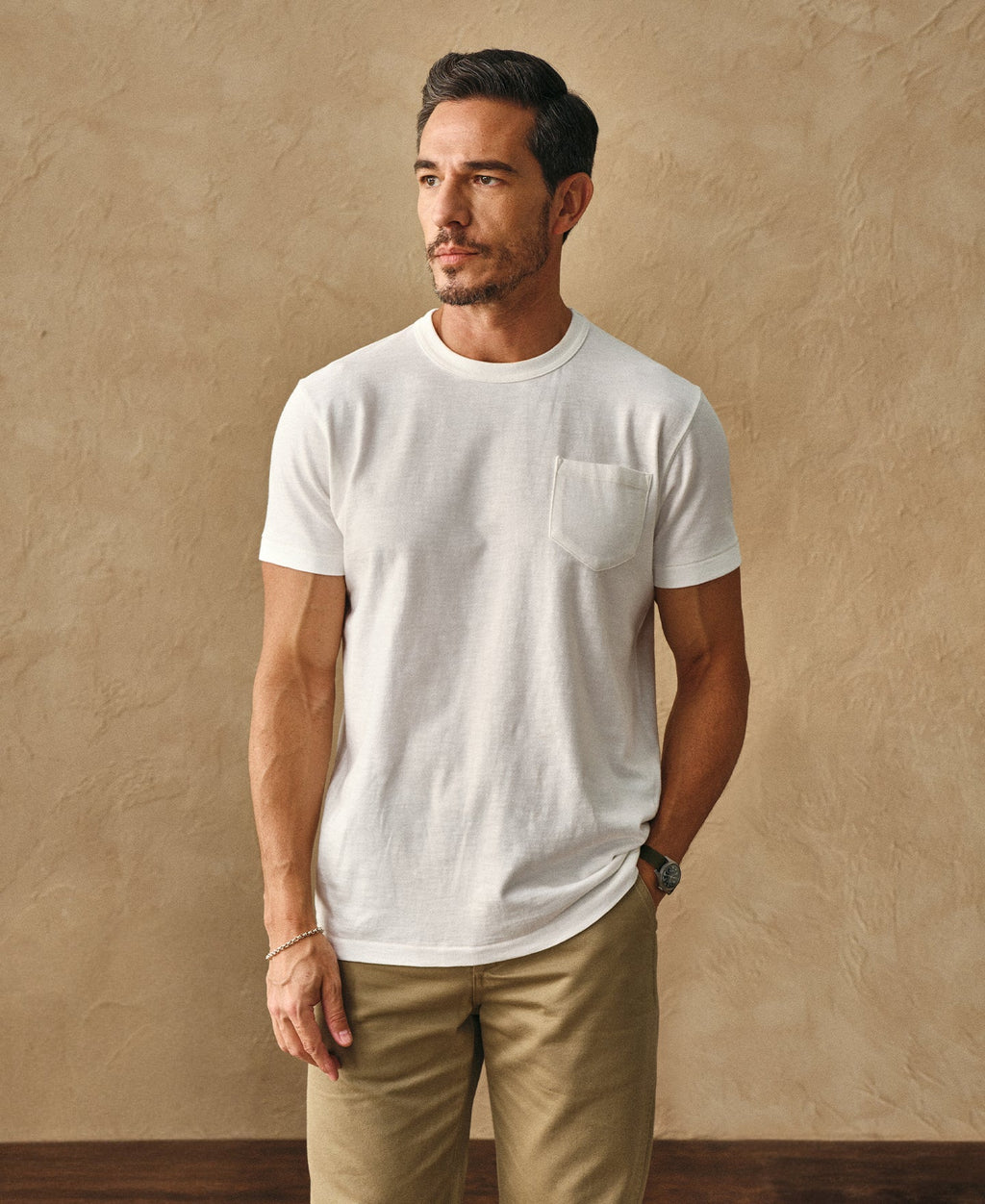 Classic Fit Loopwheel Slub Cotton Pocket T-Shirt