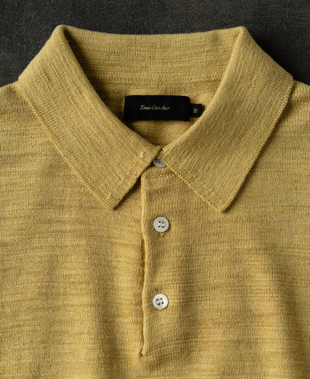 Slub Cotton Long Sleeve Knit Polo