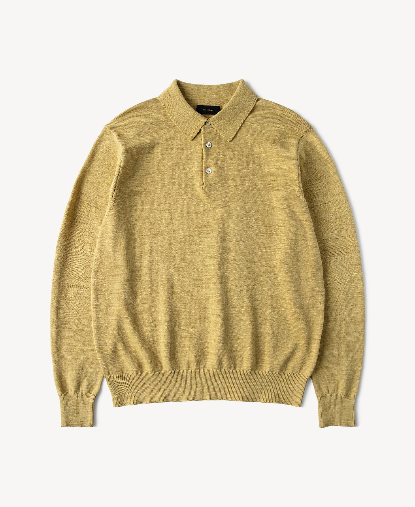 Slub Cotton Long Sleeve Knit Polo