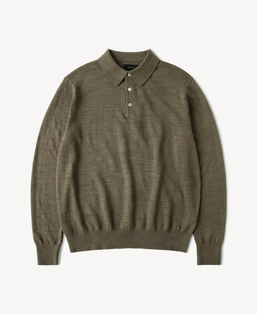 Slub Cotton Long Sleeve Knit Polo